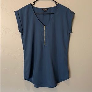 Express blue blouse with zipper